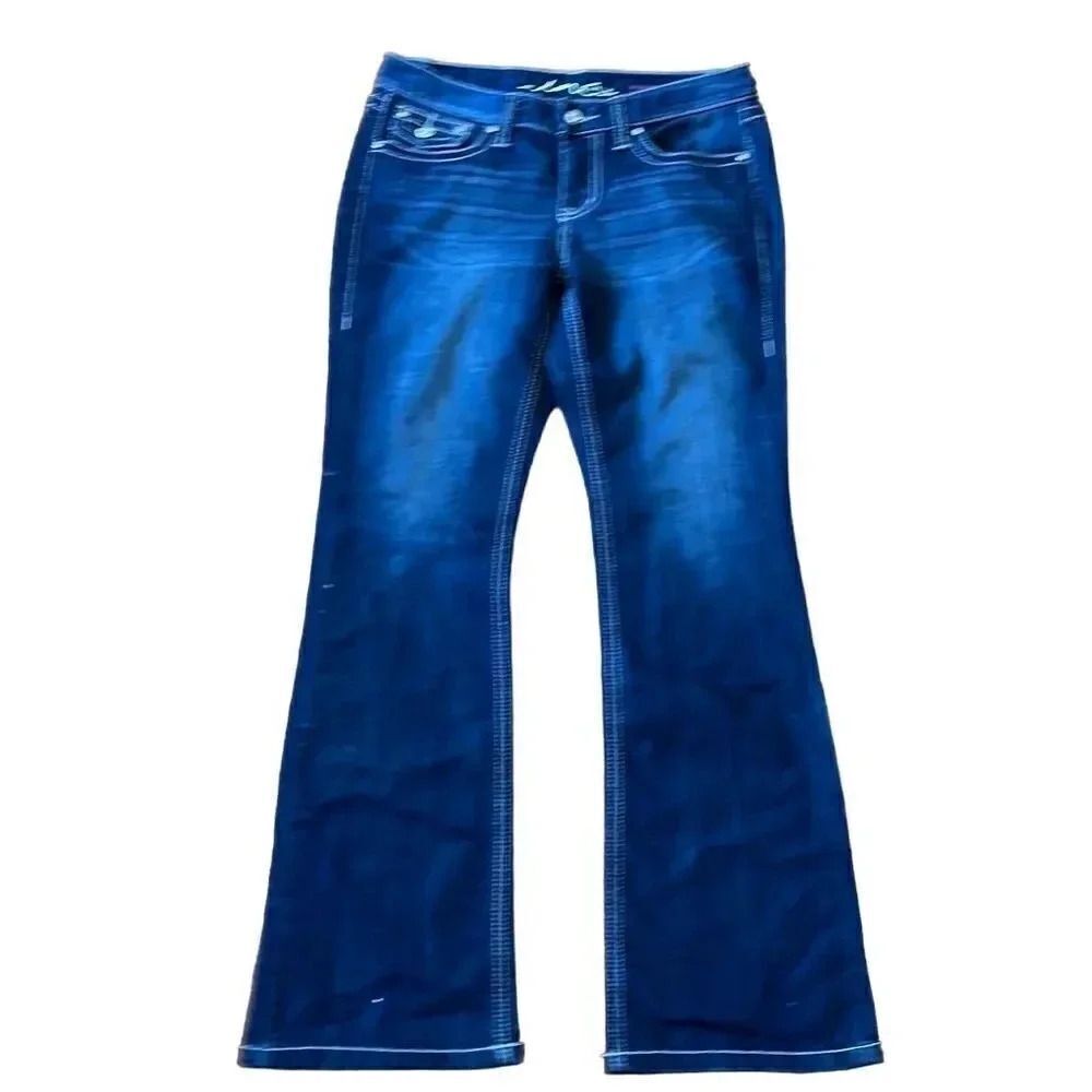 INC bootleg dark blue denim jeans, size 8